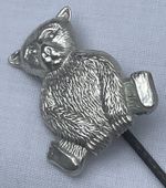 Sterling Silver Teddy Bear Articulated  Hat Pin, Chester 1909