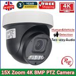 4K 8MP PTZ IP Camera 15X Zoom 2 Way Audio IR PoE CCTV HIKVISION Compatible UK