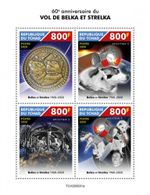1960 BELKA & STRELKA Russian Dogs Space Orbit Dog MNH 4v-Stamp Sheet (2020 Chad)