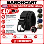 Mens Tactical Work Belt Heavy Duty Nylon Canvas Military Combat Quick Release UK