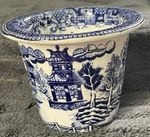 Vintage Maling 'Top Hat' Shaped Meat Pot In Willow Pattern. Condition As Pics