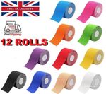 12 Rolls 5cm x 5m Kinesiology Tape KT Muscle Strain Injury Support Physio Sports