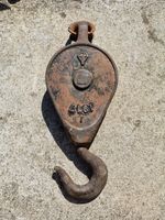 Vintage industrial pulley wheel and block Dated 1917 with makers mark