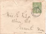 GB KGV ½d. Cover to Miss Ridge, Albion Hill, Exmouth - 1916 ST.NEWLYN EAST CDS