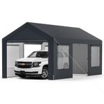 COSTWAY 600x300 CM Heavy-Duty Carport All-Weather Outdoor Car Shelter-Grey