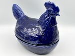 Vintage Price & Kensington PEK Blue Ceramic Chicken Hen Egg Crock Holder Storage