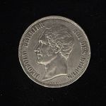 Belgium 1865 5 Francs Leopold I Silver .900 Last Year KM#17