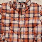 Red Herring Girls Size S Check Puffer Jacket Padded Zip Beige Orange Navy