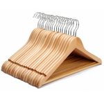 NATURAL WOODEN COAT HANGERS SUIT GARMENTS CLOTHES WOOD HANGER TROUSER BAR SET