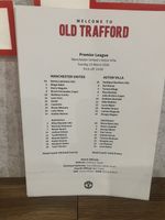 MANCHESTER UNITED V ASTON VILLA TEAM SHEET 15/3/26 FA PREMIER LEAGUE 