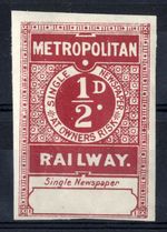 GB Railway Metropolitan Railway ½d newspaper stamp, blank panel ?proof