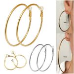 A Pair of Clip On Hoop Earrings Non-Pierced 25–100mm Small Medium Large Hoops