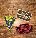 Stranger Things Netflix Pyramid Keyrings Set of 3 Hawkins Police Upside Down