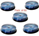 50 x TDK DVD+R 4.7GB 16x Speed 120Min Recordable Discs Spindle