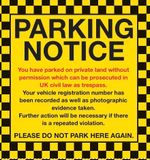 Private Parking Ticket Warning Sticker / Parking Notice - Waterproof
