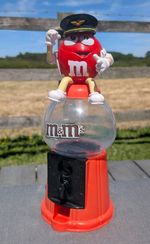 Collectable M&Ms Red Captain Airline Pilot Money Box/Sweet/ Candy Dispenser.  C