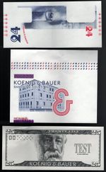 Set 3 Test Note KBA Switzerland PROOF Prints "Equinox / Jules Verne / Euro 02"
