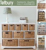 Large White Basket Storage Unit,Wicker Drawers,Hallway, Kitchen,Bathroom storage