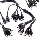 CCTV DC Power Splitter Cable For Camera 12V 2.1mm Female to 2/3/4/6/8 Way Male