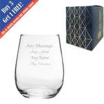Personalised Engraved 360ml Corto Stemless Wine Glass with Gift Box