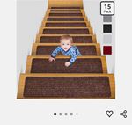 MBIGM Non-Slip Stair Treads 15 Pack Brown 20 x 76cm Reusable Washable