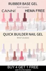 CANNI® Hema Free Coloured Rubber Base & Quick Building Gel Nail Gel 9ml UV LED