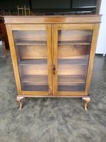 Antique Edwardian glazed bookcase cabinet shelves cabriole legs