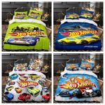 New Hot Wheels Duvet Cover Boys Bedding Set Pillowcases Single Double King Gift