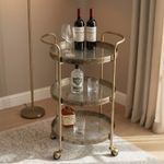 Gold 3 Tier Drinks Trolley Wine Beer Bar Cart Rustic  Vintage Serving Cart
