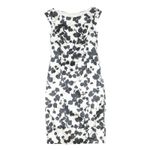 COAST Womens Black & White Floral Bodycon Woven Midi Dress UK 8 Elegant Tailored