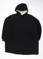Mountain Warehouse Men Black Fleece Hooded Robe One Size Winter
