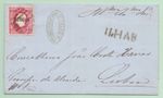 PORTUGAL AZORES 1872 (Fev 13) Cover FAYAL LISBOA 25r Luis tied Cxl #1 S/L ILHAS