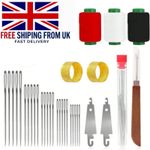 34Pcs Large Eye Sewing Needles Set Stainless Steel Threader Quilting Kit Crafts