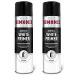 2 x Simoniz Large Acrylic White Aerosol Smooth Primer Car Spray Paint 500ml