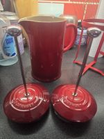 Two Red le Creuset Ceramic Cafetiere Lids Only Replacement Spare Parts