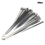Strong Stainless Steel Metal Cable Ties Zip Tie Wraps Exhaust Heat Proof (100)