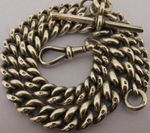Very Heavy Antique Solid Sterling Silver Albert Pocket Watch Chain & T-Bar 1893