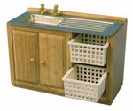 Dolls House Pine Colour Sink Unit 1:12 Scale Kitchen Furniture DF 937 tumdee