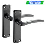 Matte Black Handles on Backplate with Lever for Latch, Lock and Bathroom Doors