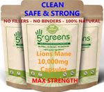 Lions Mane Mushroom Extract Capsules 10,000mg 240mg Polysaccharides Strong Vegan