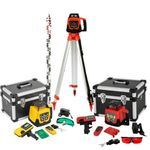 Rotary Rotating Laser Level Green/Red Self Leveling 3D 360° 500M Tripod 5m Staff