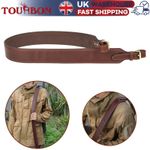 TOURBON Hunting Rifle Sling Gun Leather Carry Shoulder Strap Adjustable Brown UK