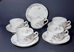 HTF SET OF 5 Haviland LIMOGES Chrysanthemum FLAT BOTTOM # 86 Cups & Saucers