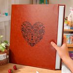 5Inch Photo Album 500 Photos Large Capacity Slip Pockets PU Leather Cover Orange