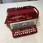 Vintage Delicia Popular C/F Melodeon Button Accordion 21/8 Red + Original Case