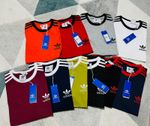 MENS ADIDAS ORIGINALS THREE STRIPES EMBROIDERED  SHORT SLEEVE TEE SHIRT