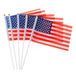 5 Pcs Mini American US USA National Flags Hand Waving Small Banner Poles