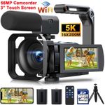 Camcorder Video Camera, 5K 56MP Vlogging Camera YouTube WiFi Night Vision 64GB