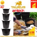 AMTECH Black Eco-Friendly Flexi Tubs 14-26-42-65L Strong 100% Recycled Materials