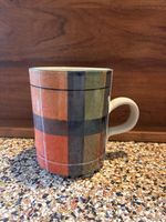 Studio Pottery Tain Mug Tartan Pattern Stoneware